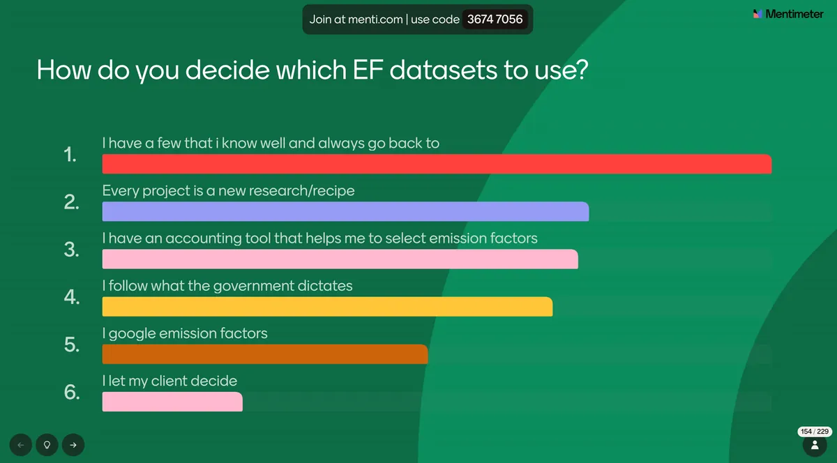 ¿Cómo decides qué conjuntos de datos de factores de emisión utilizar?